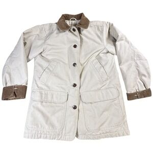 Vintage LL Bean Field Coat Beige Corduroy Collar Jacket Barn Chore Work Utility